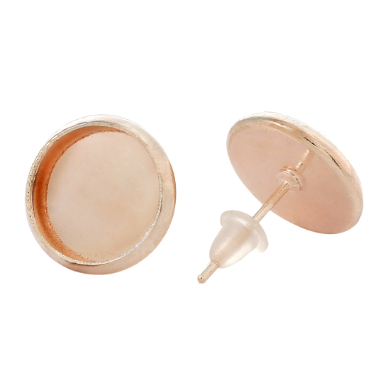 Ear Post Silver Plated Cabochon Settings 10mm ,Rosé