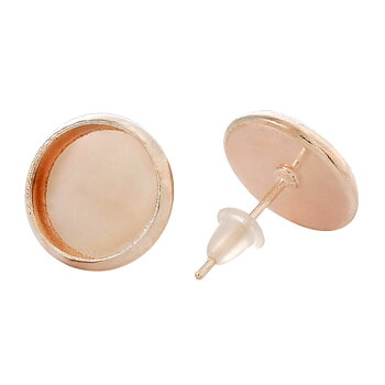 Ear Post Silver Plated Cabochon Settings 10mm ,Rosé