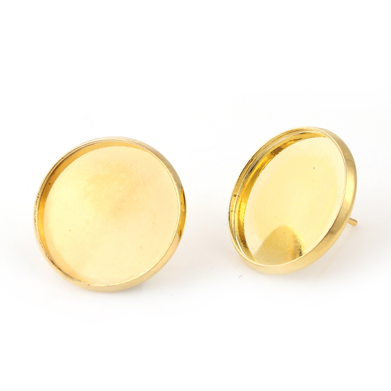 Örstickor med ram / cabochonfäste , 18mm 1par, Guld