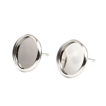 Ear Post Silver Plated Cabochon Settings 12mm