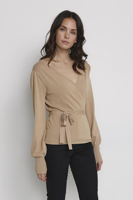 KAanno Astrid Wrap Cardigan Savanna Tan Kaffe - 2
