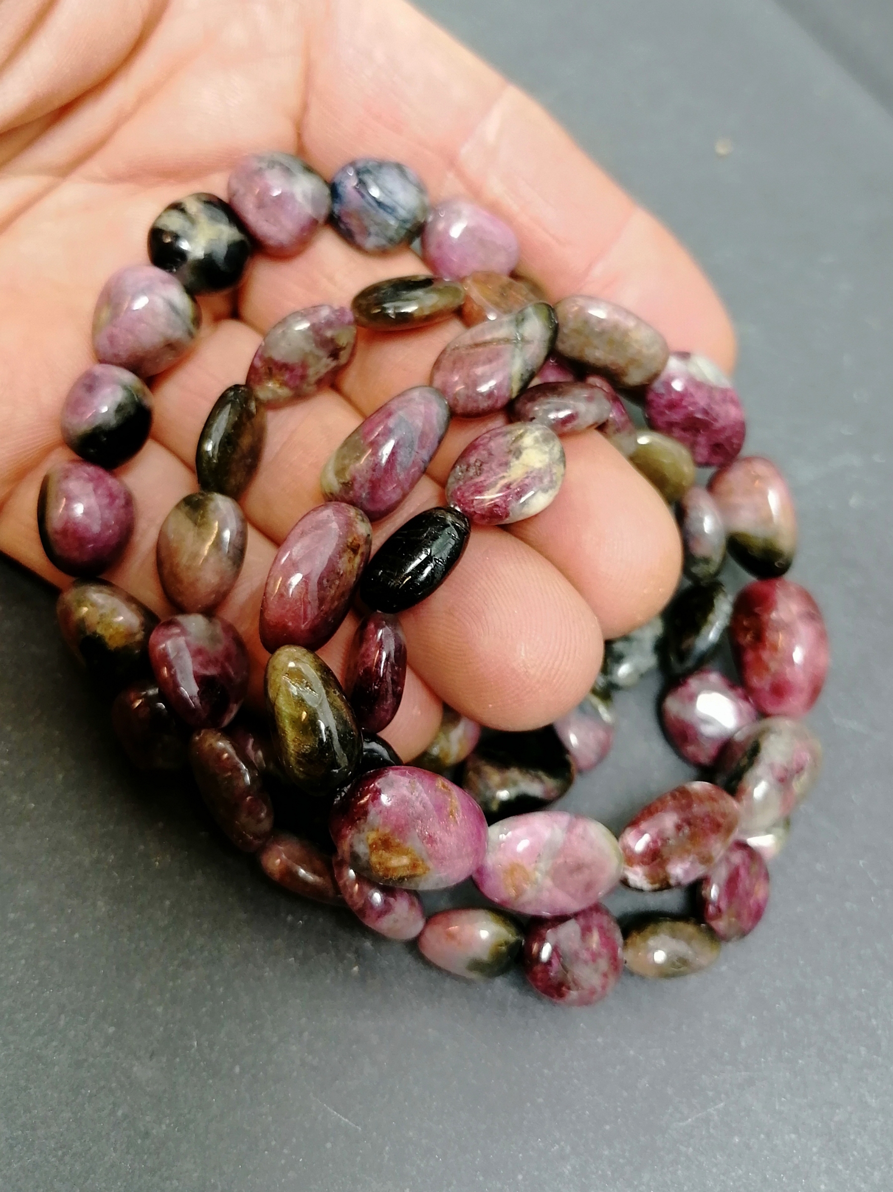 Rosa Turmalin Stenarmband 