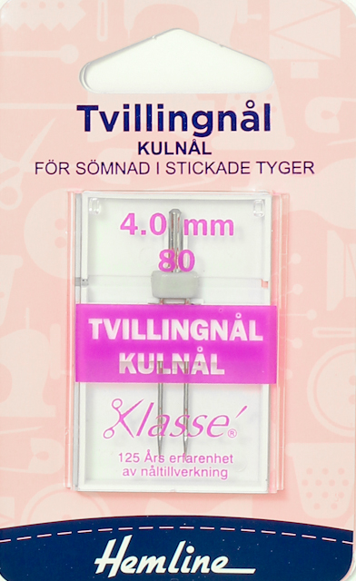 Tvillingnål - Kulnål storlek 80  4,0 mm