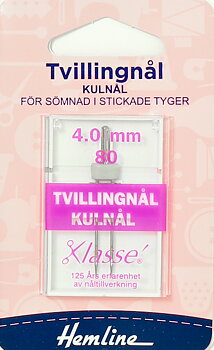 Tvillingnål - Kulnål storlek 80  4,0 mm