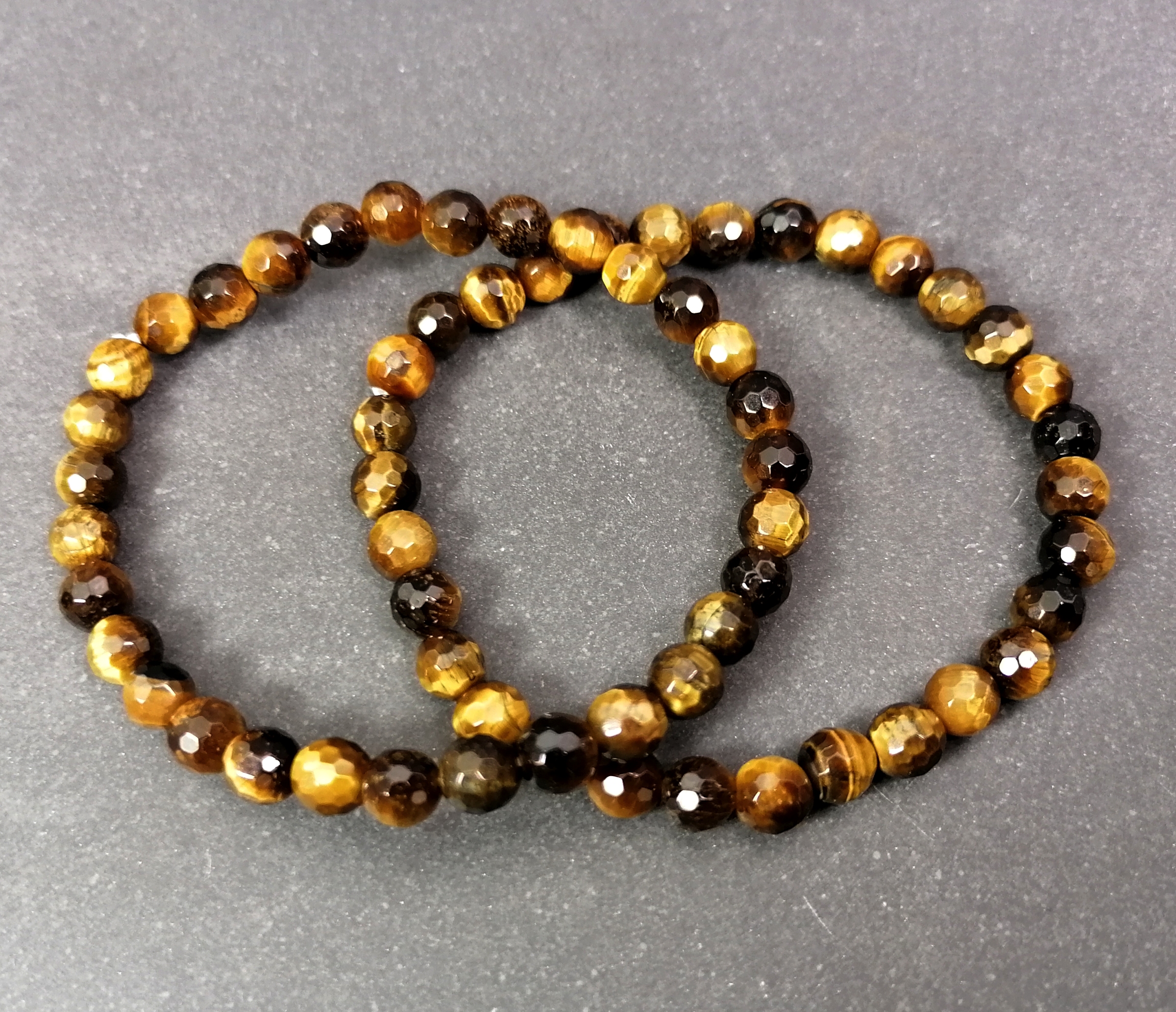 Fasettslipad Tigeröga armband  - 6mm pärlor