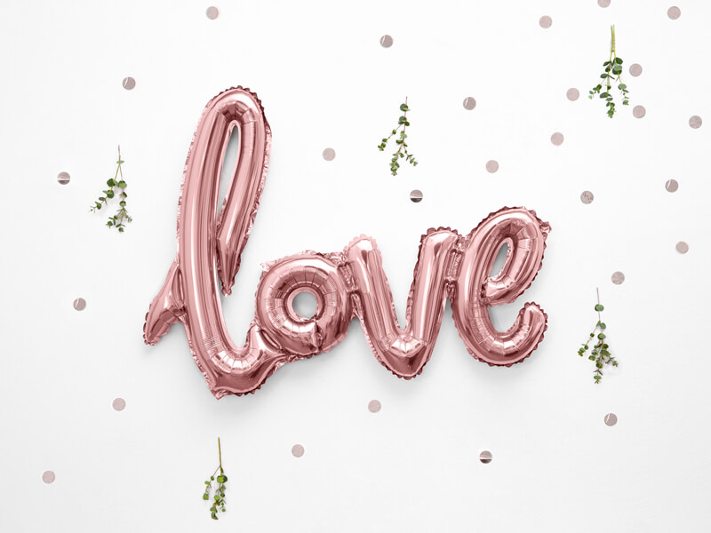 Folieballong love Roséguld