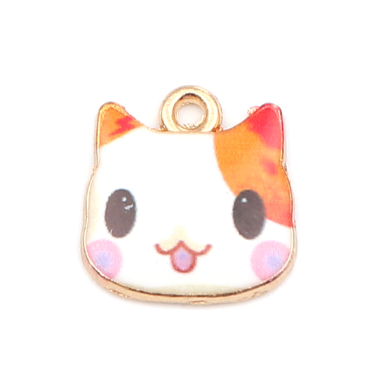 Charm   Enameld Cathead Brown white