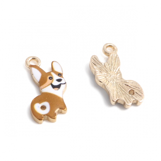 Berlock -  Enameld  dog,  Corgi Brown - 2