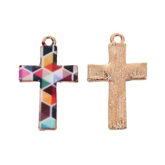 Charm Enameld Cross, Mosaic