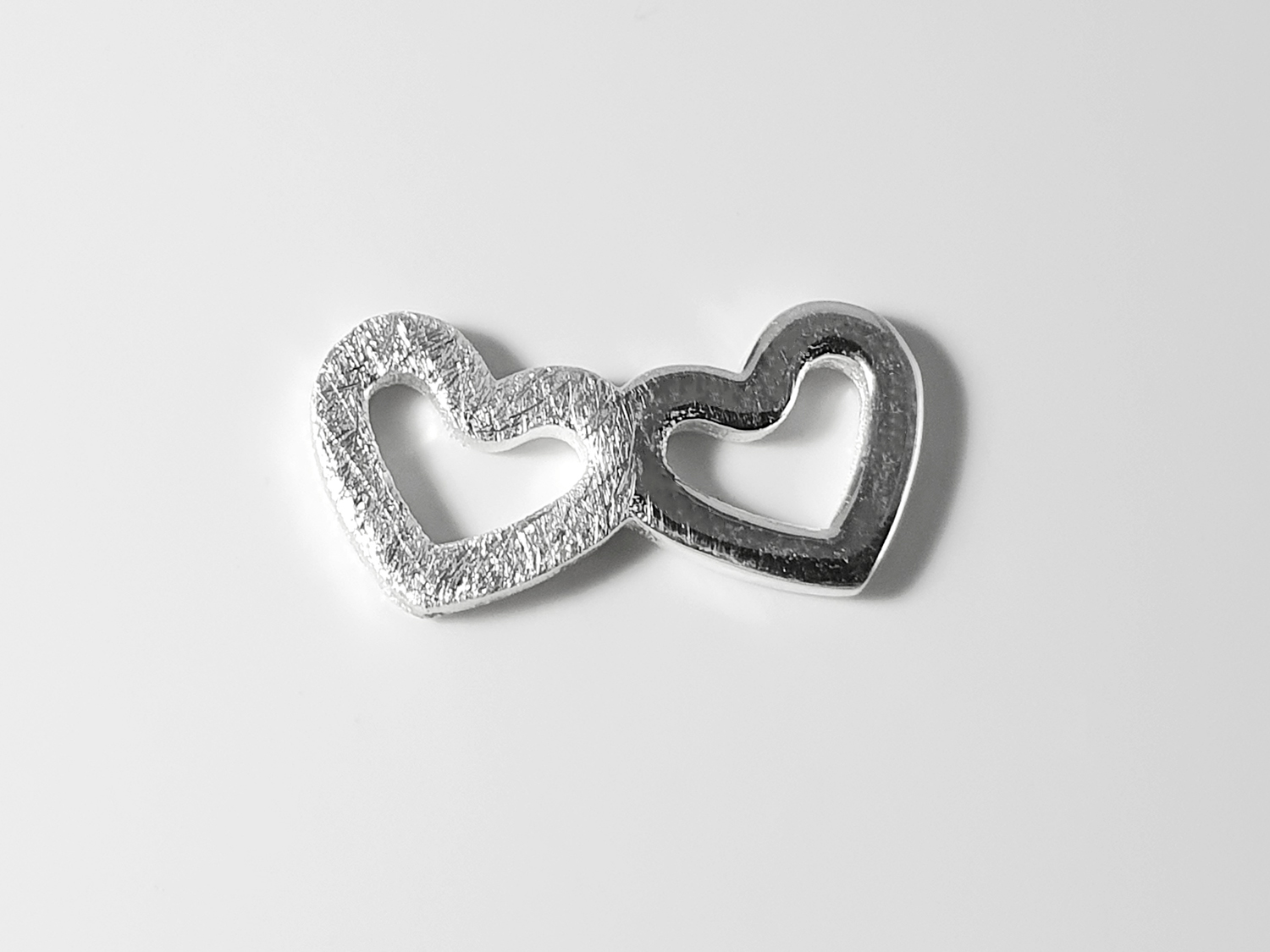 Hearts matte/shiny pendant, 925-silver