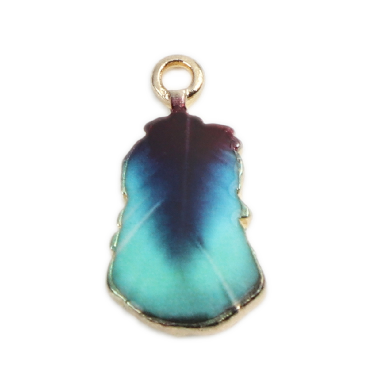 Charm -  Enameld feather, blue