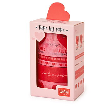 Tape by Tape, Heart, 5 färgglada papperstejprullar 