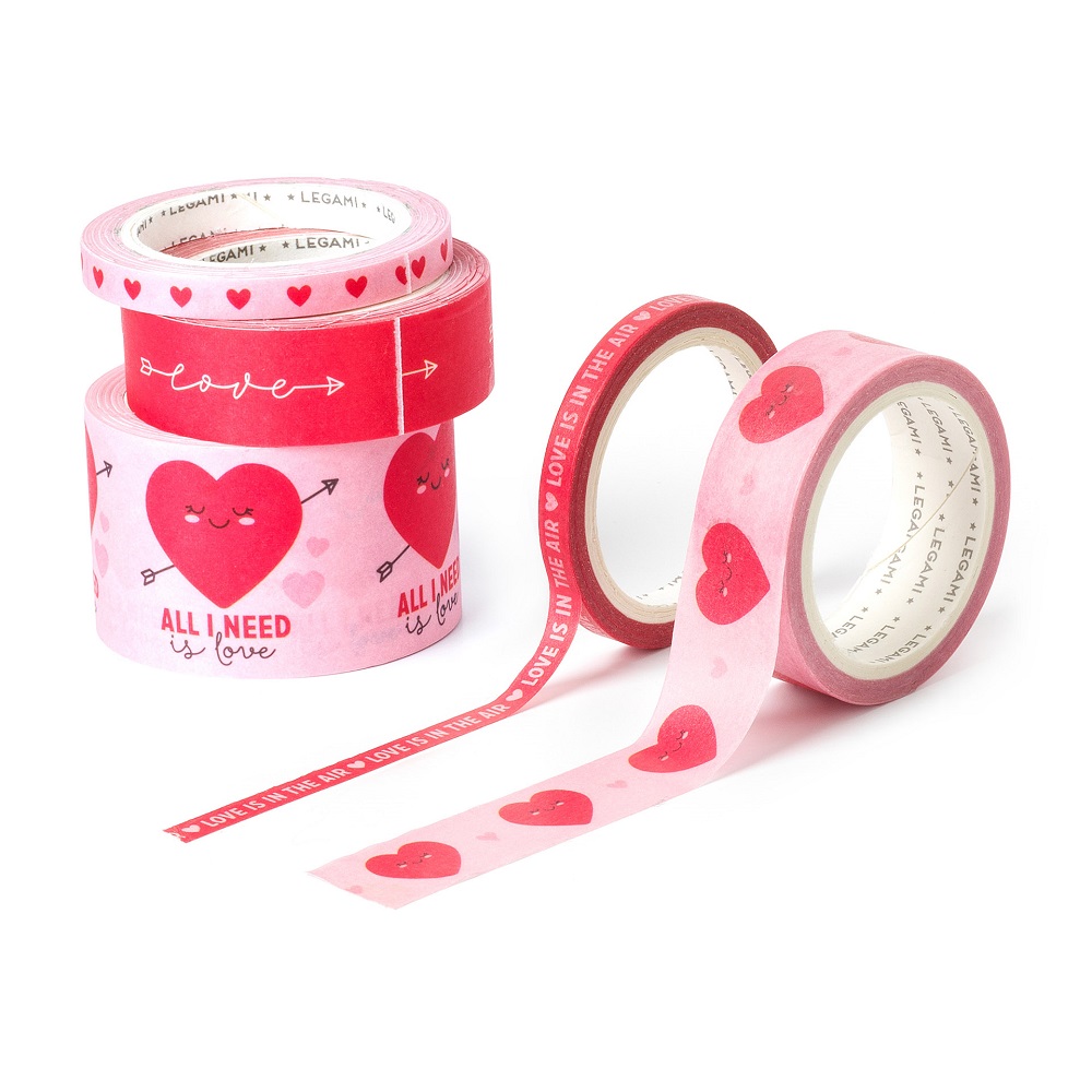 Tape by Tape, Heart, 5 farverige papirtaperuller  - 3