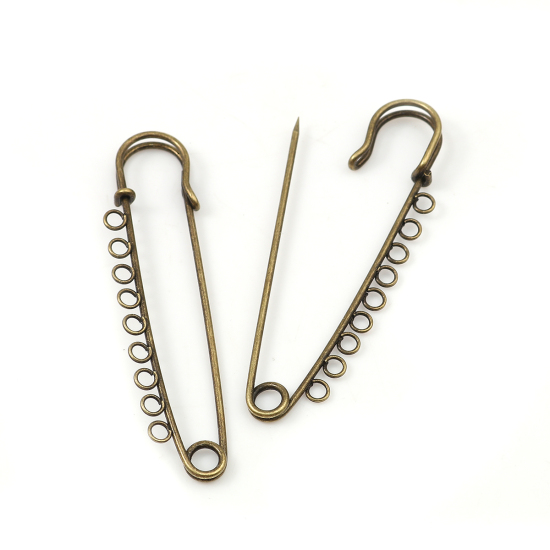 Safety pin with 9 rings, bronze  - Kiltpin