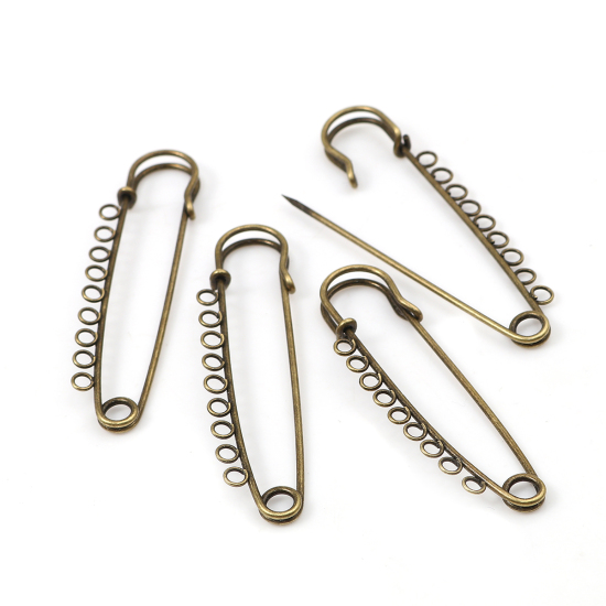 Safety pin with 9 rings, bronze  - Kiltpin - 2