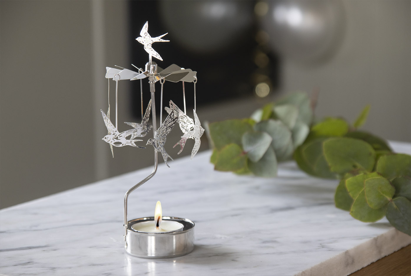 TEALIGHT SPINNER SWALLOW SILVER - 3