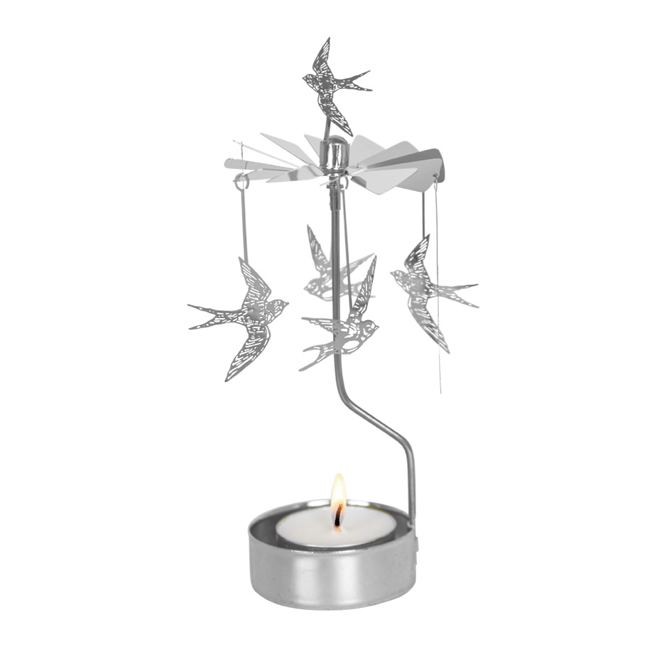 TEALIGHT SPINNER SWALLOW SILVER