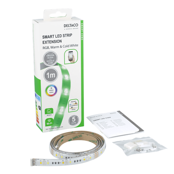 Deltaco Smart Home LED-list förlängning, 1m, RGB, 2700K-6500K - Vit - 6
