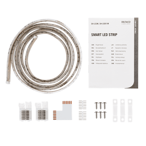 Deltaco Smart Home LED-list förlängning, 1m, RGB, 2700K-6500K - Vit - 7