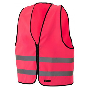 Barn  reflexväst  4 - 10 år rosa - gul - orange Motiv humdspann berg text HUNDSPANN KÖR SAKTA