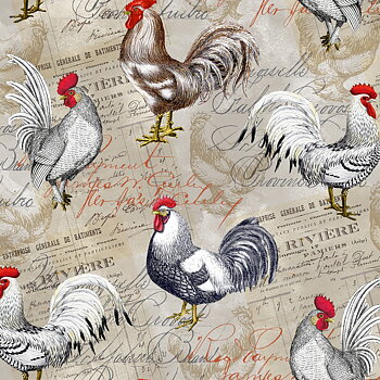 French Country - Natural Roosters - Tuppar, beige (30 x 110 cm)