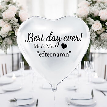 Ballong med valfritt efternamn - "Best day ever!"