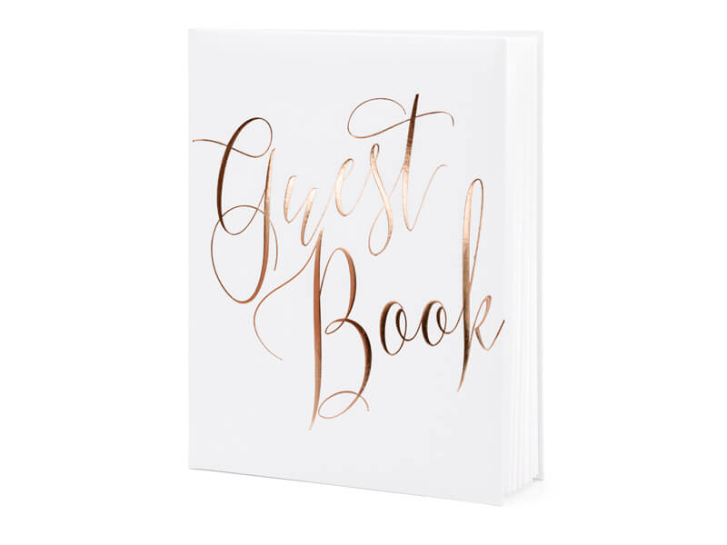Gästbok | Vit med rosé-text - 1