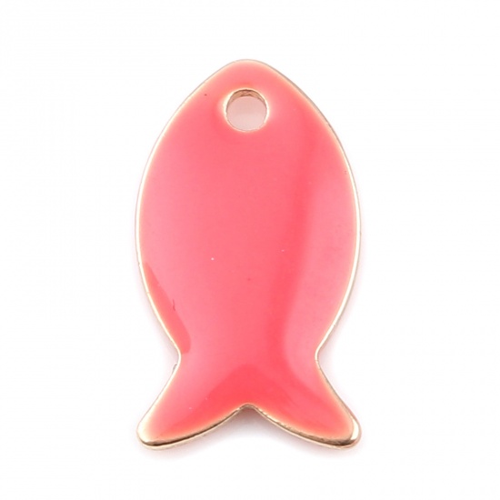 Charm -  Enameld fish   Peach pink