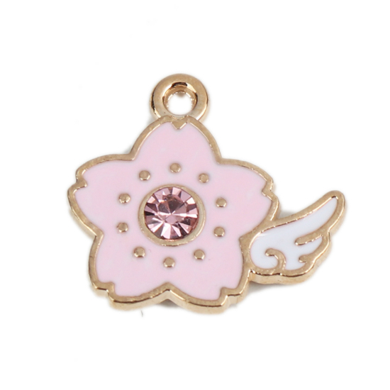 Charm -  Enameld flower sakura pink