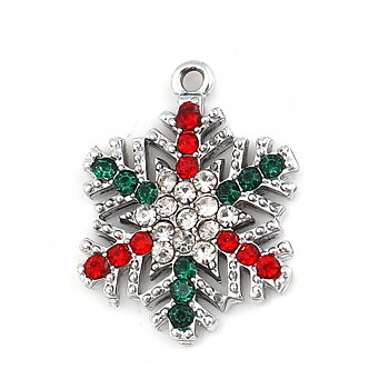 Berlock -  Snöflinga m rhinestones, Silver