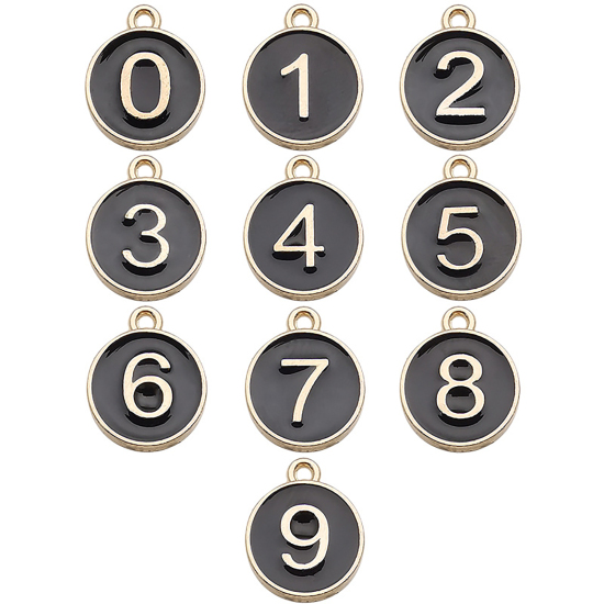 Charm - Enameld numbers 0-9 black