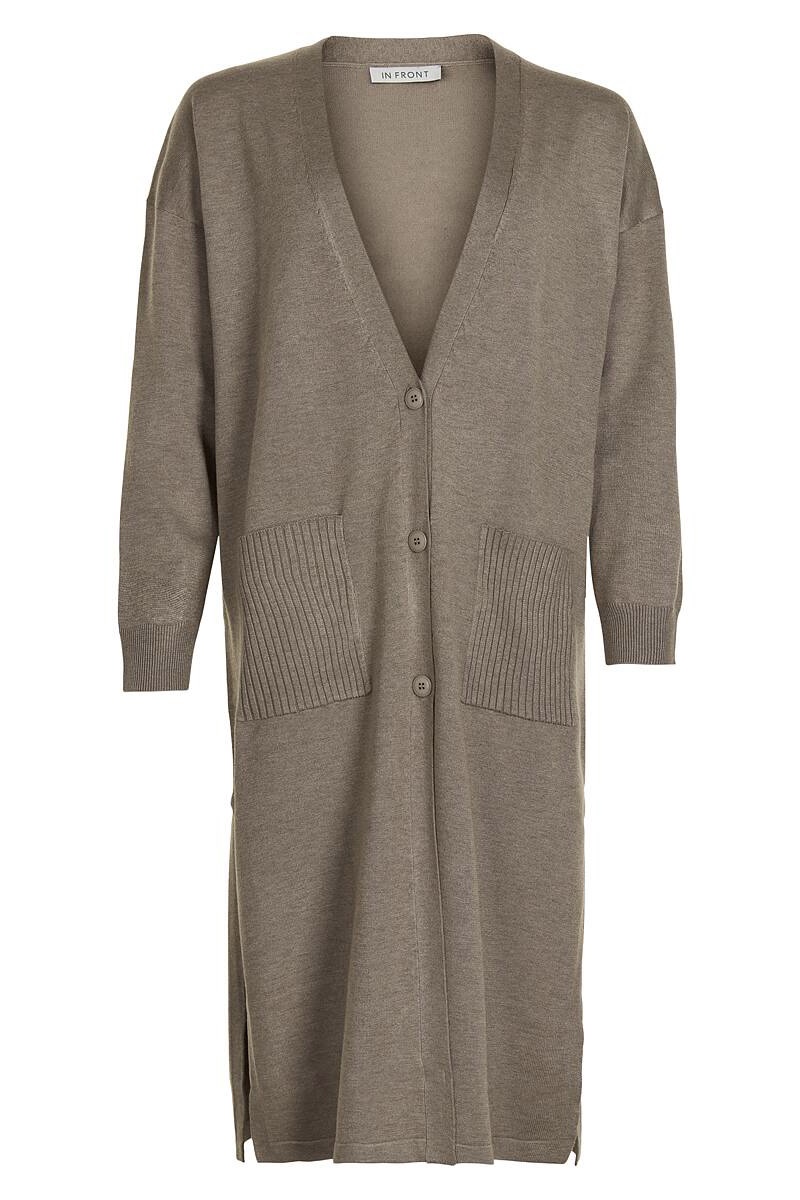  In Front - Camille Long Knit Cardigan Creme - 2
