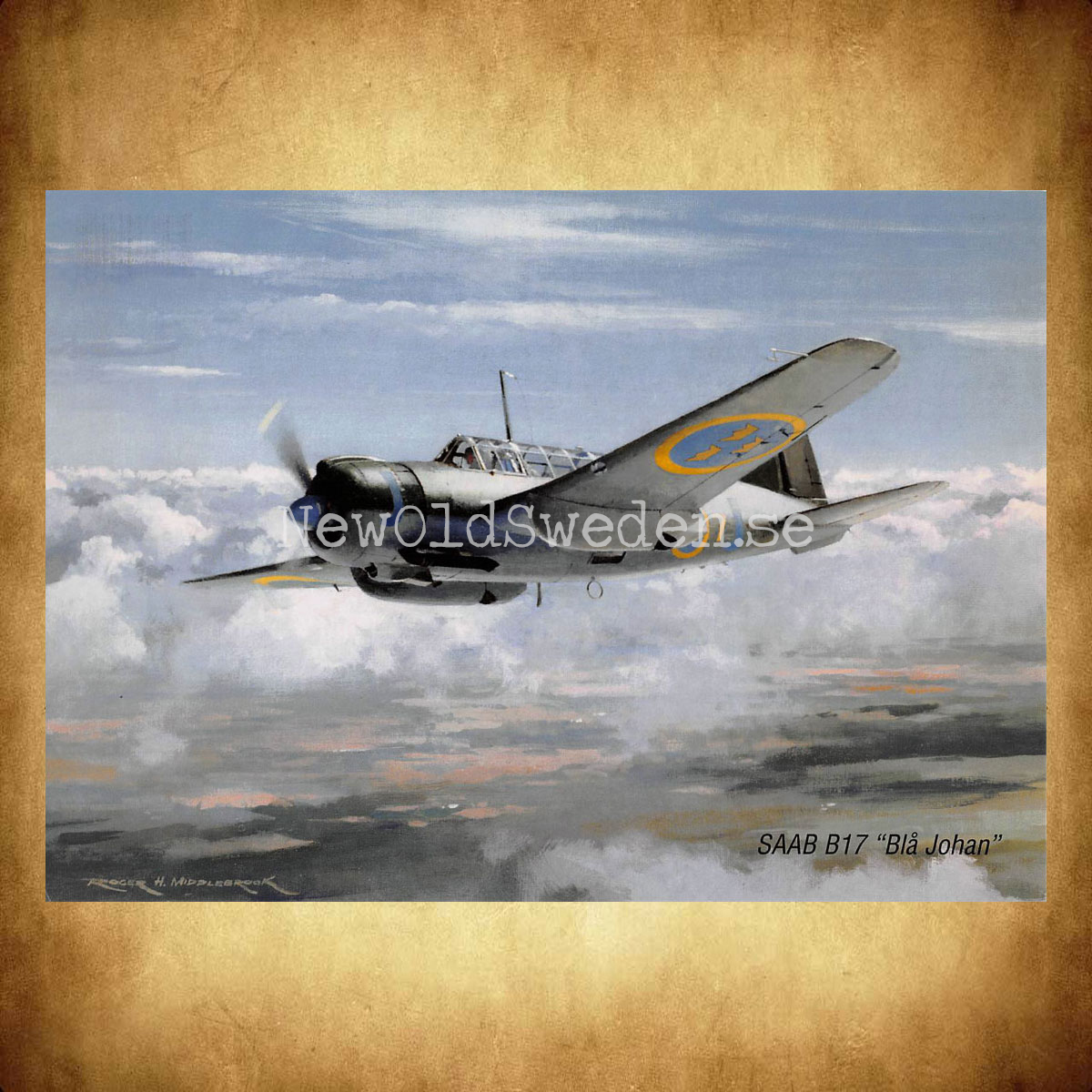 SAAB B17 Blå Johan - Flyg - Vykort A5 - 2