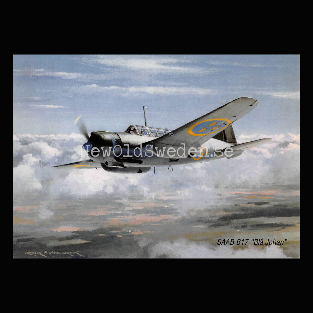 SAAB B17 Blå Johan - Flyg - Vykort A5