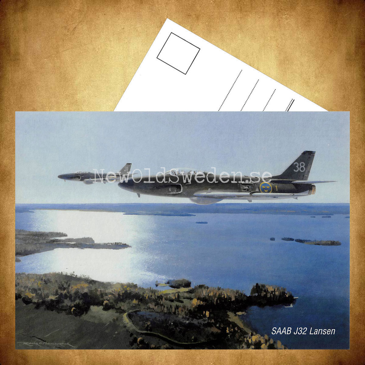 SAAB J32 Lansen - Flyg - Vykort A5 - 3