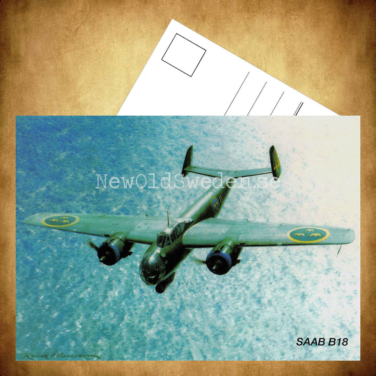 SAAB B18 - Flyg - Vykort A5 - 3