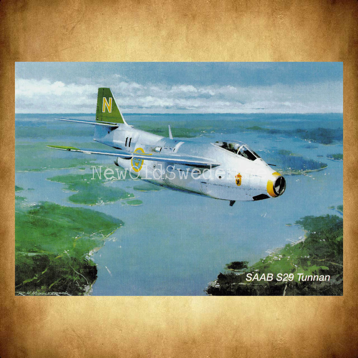 SAAB S29 Tunnan - Flyg - Vykort A5 - 2