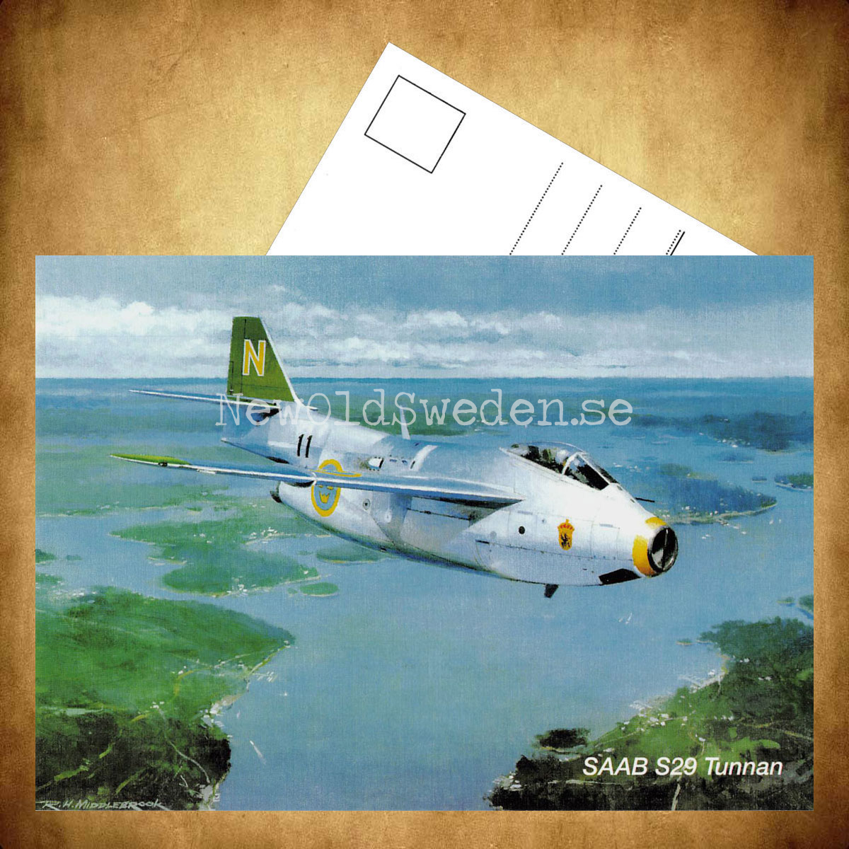 SAAB S29 Tunnan - Flyg - Vykort A5 - 3