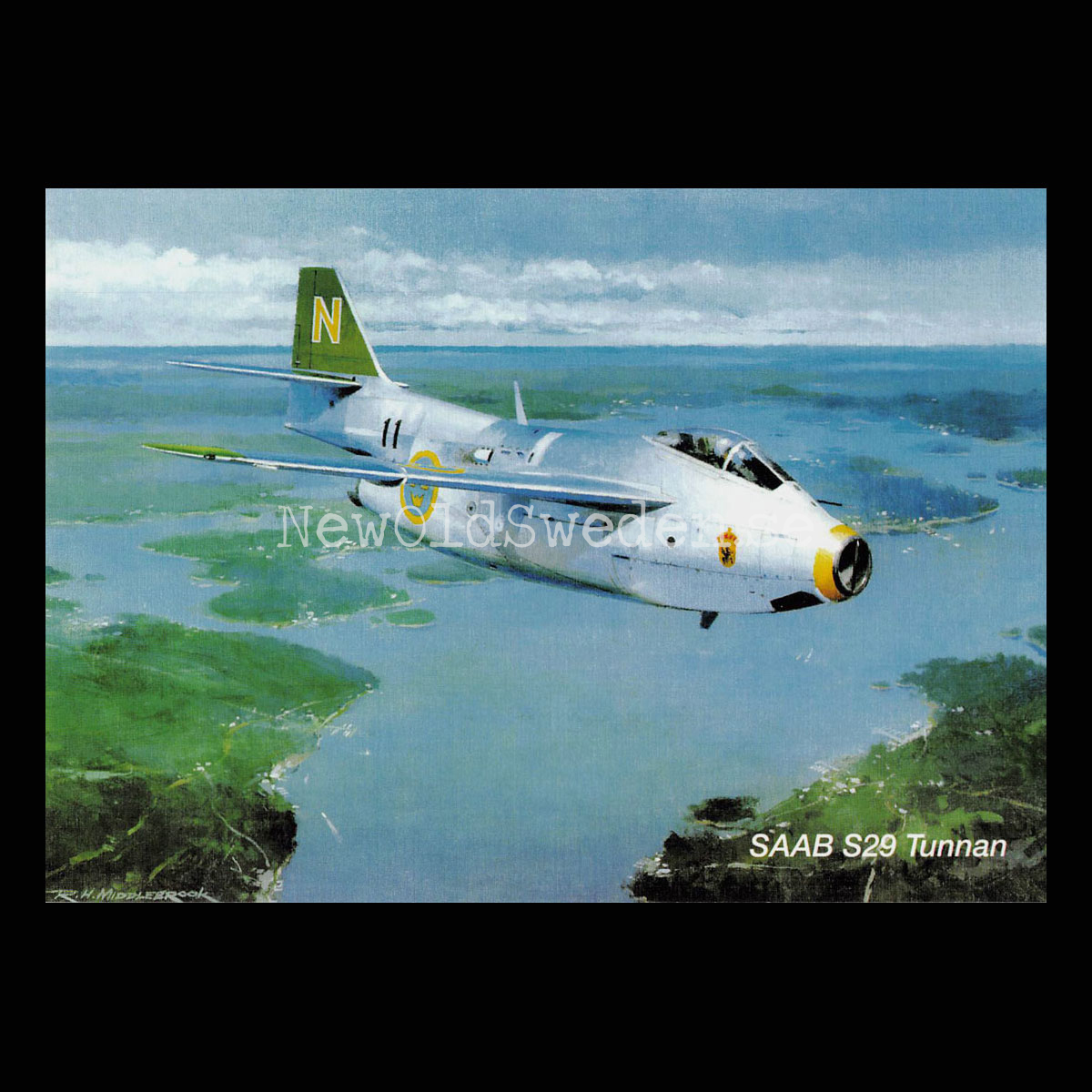 SAAB S29 Tunnan - Flyg - Vykort A5