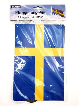 Flaggirlang | Student | 4 m | Sverigeflaggor och studentmössor