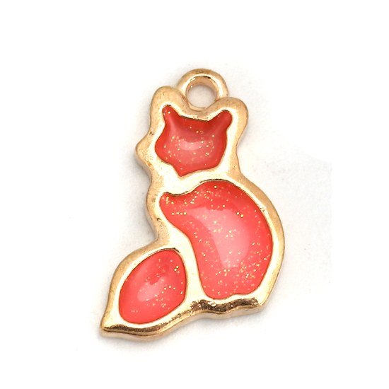 Charm   enamel cat, pink