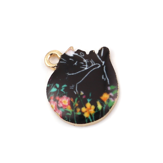 Berlock -  Enameld Cat flowers