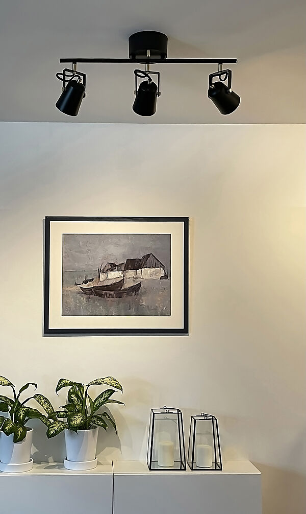 METZ takspot 3:a rak, svart /matt mässing - Aneta Lighting - 2