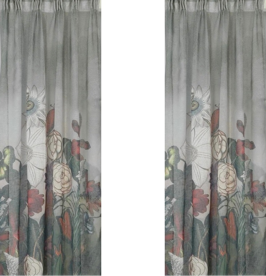 Gardinlängder Floral Botany tunn voile klassisk shabby chic lantlig stil - 2