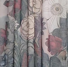 Gardinlängder Floral Botany tunn voile klassisk shabby chic lantlig stil