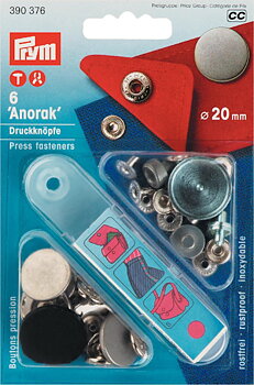 Tryckknappar - Anorak "Silver" 20 mm