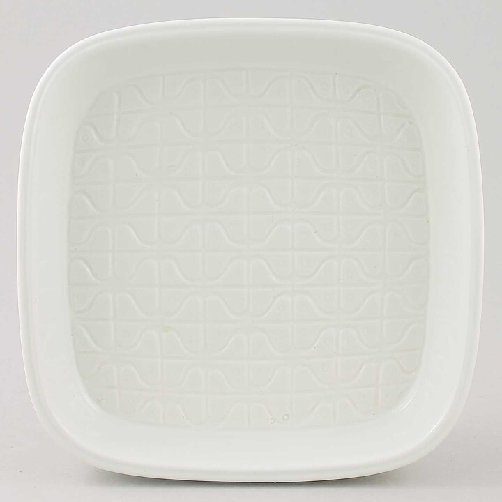 Gunnar Nylund (Domino 1960s) White Bowl with Geometric Relief 15 cm (2)