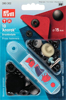 Tryckknappar - Anorak "Svart" 15 mm