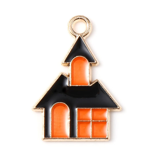 Charm Enameld Ghost house , halloween