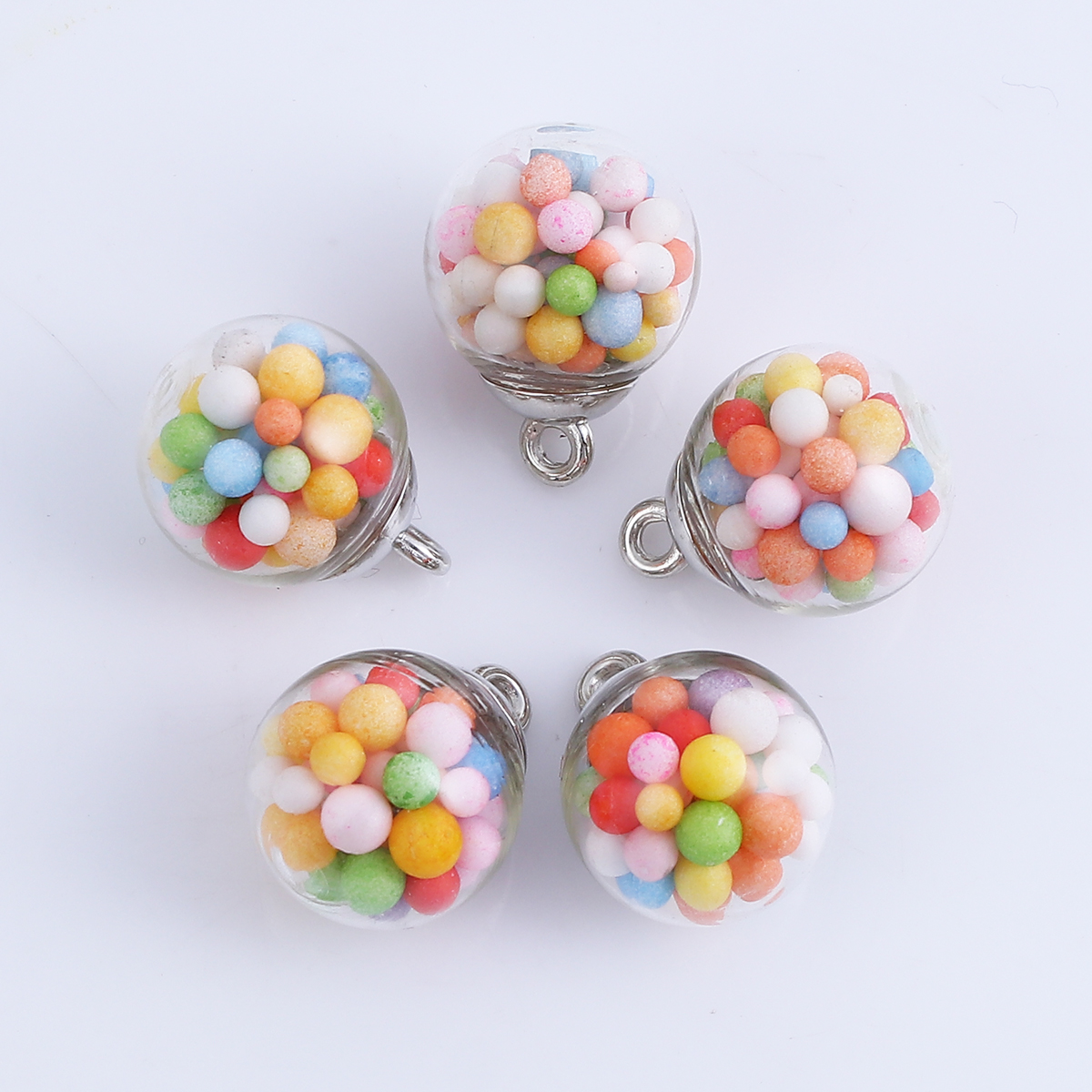 Charm  Glass Globe Bubble Bottle Charms , foam
